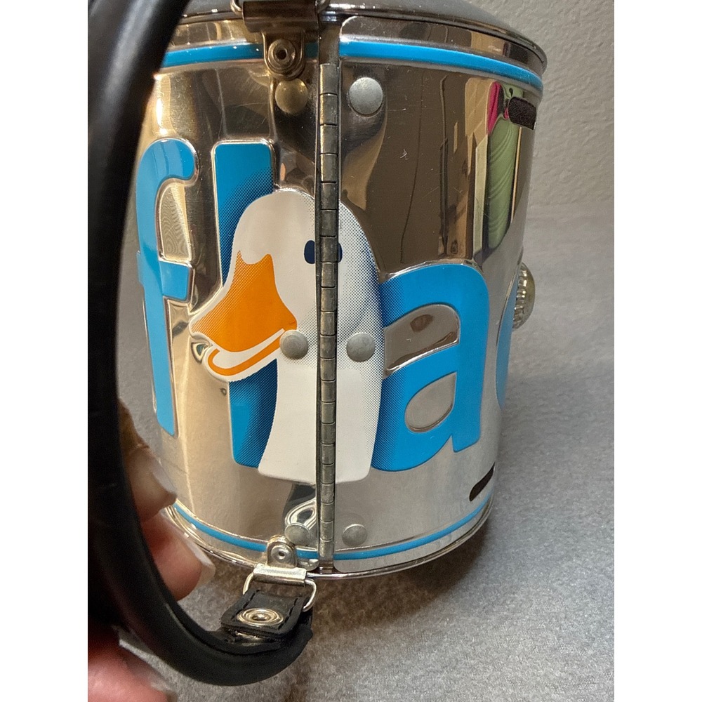 Rare Vintage Little Earth Aflac Duck License Plate Upcycled Metal Barrel Bag Y2K - Picture 5 of 9
